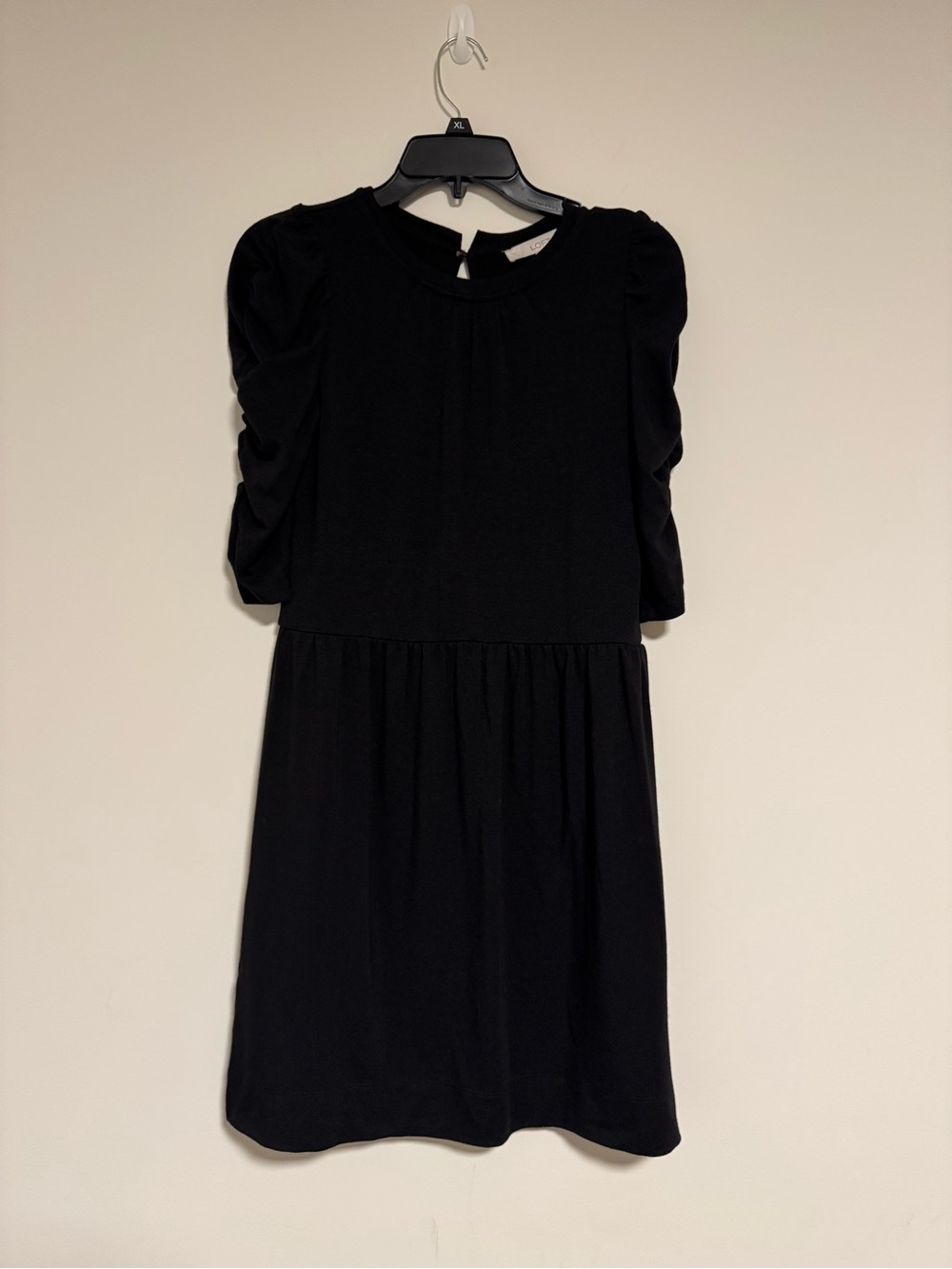 LOFT Black Rouched Sleeve Mini Dress